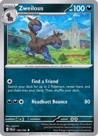 Zweilous 139/193 Pokemon card