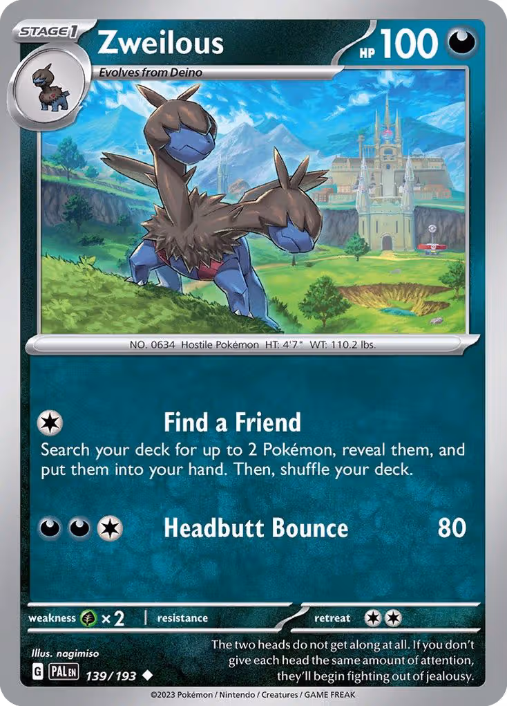 Zweilous 139/193 Pokemon card