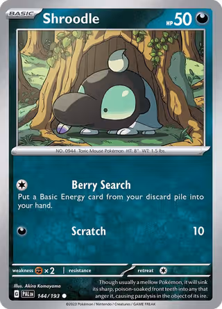 Shroodle 144/193 Pokemon card