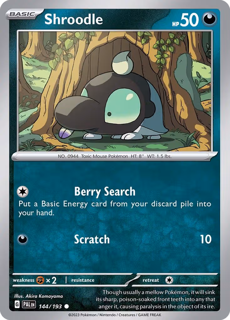 Shroodle 144/193 Pokemon card