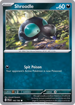 Shroodle 145/193 Pokemon card