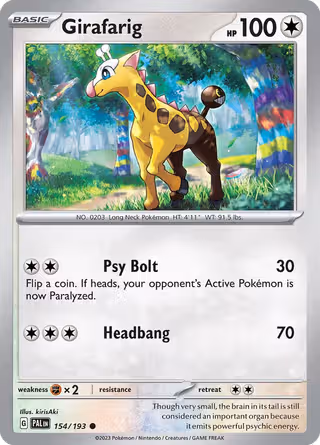 Girafarig 154/193 Pokemon card