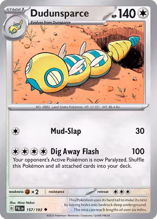 Dudunsparce 157/193 Pokemon card
