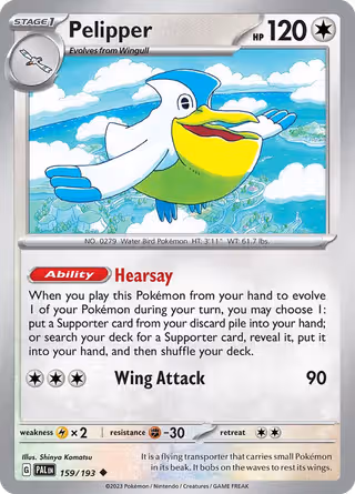 Pelipper 159/193 Pokemon card