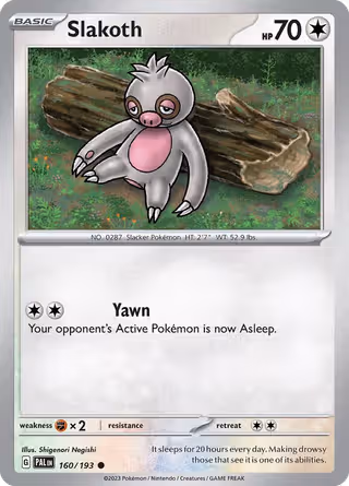Slakoth 160/193 Pokemon card
