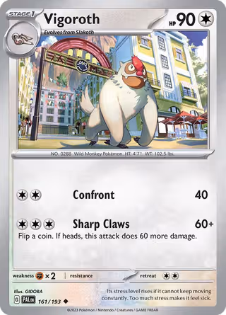 Vigoroth 161/193 Pokemon card