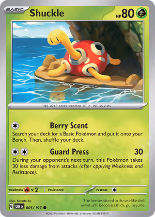 Shuckle 5/197 Pokemon card