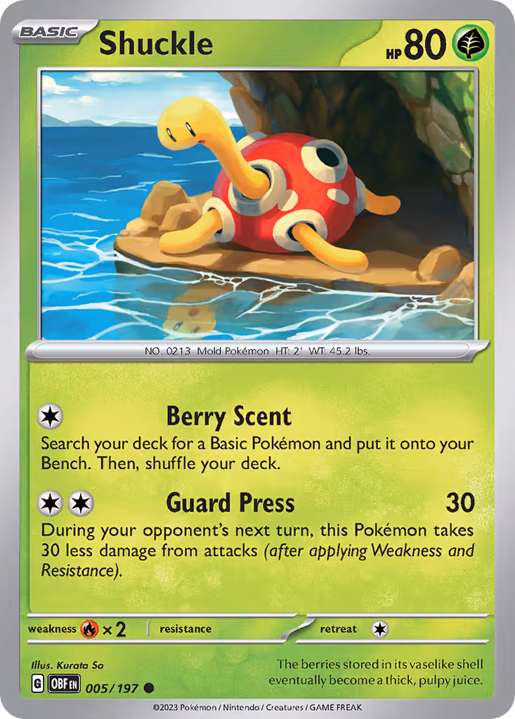 Shuckle 5/197 Pokemon card