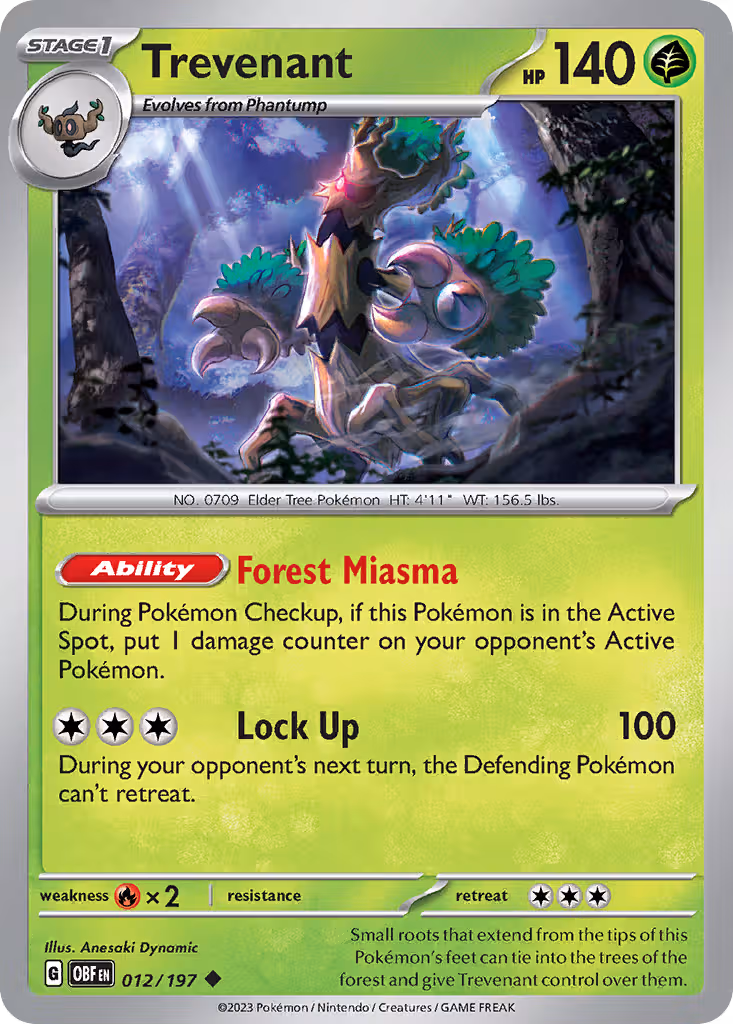 Trevenant 12/197 Pokemon card