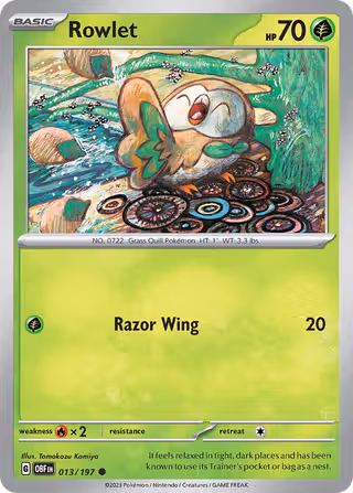 Rowlet 13/197 Pokemon card