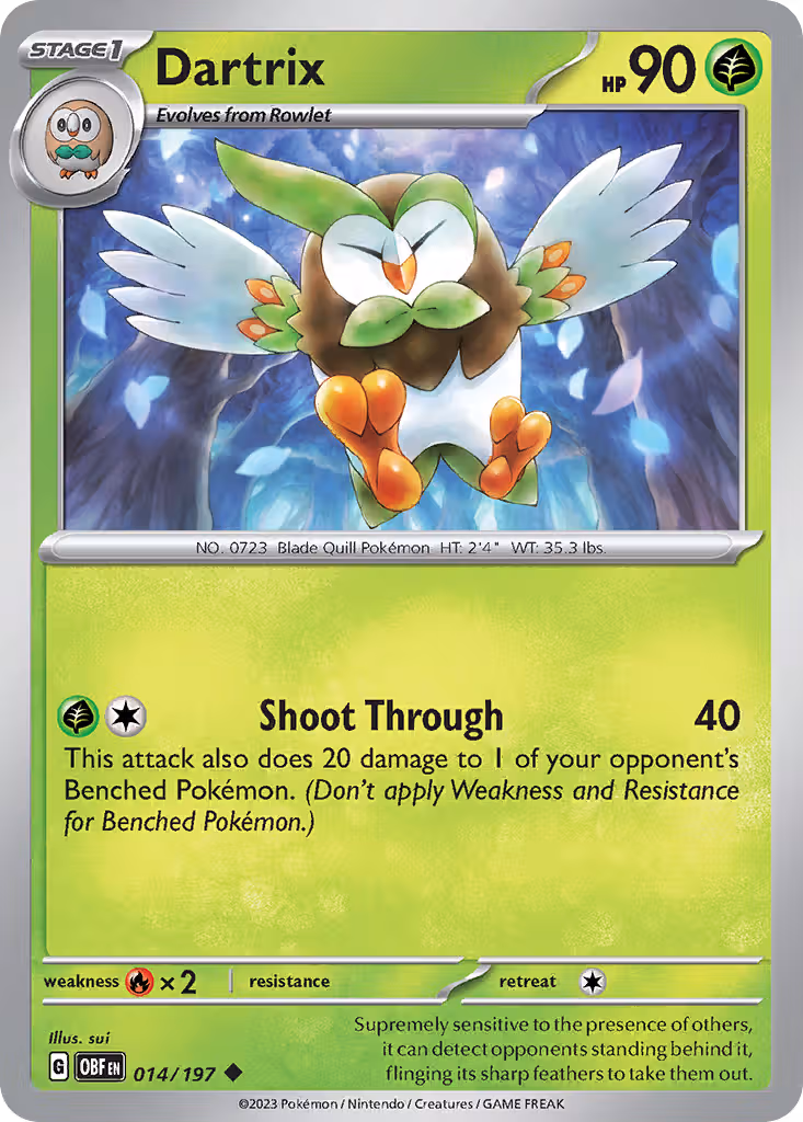 Dartrix 14/197 Pokemon card