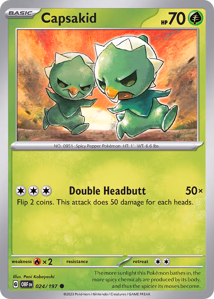 Capsakid 24/197 Pokemon card