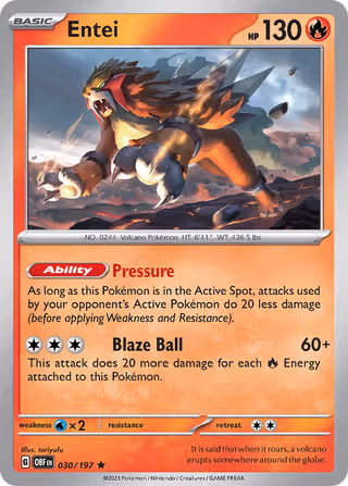 Entei 30/197 Pokemon card