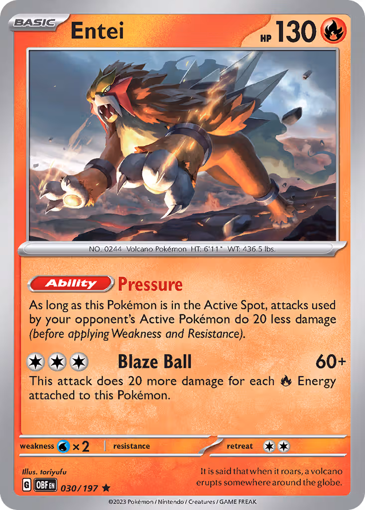 Entei 30/197 Pokemon card