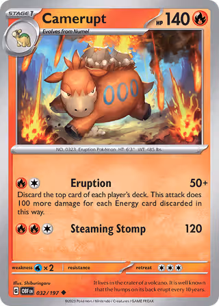 Camerupt 32/197 Pokemon card