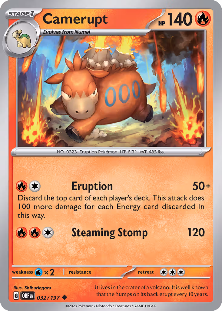 Camerupt 32/197 Pokemon card