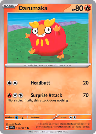 Darumaka 34/197 Pokemon card