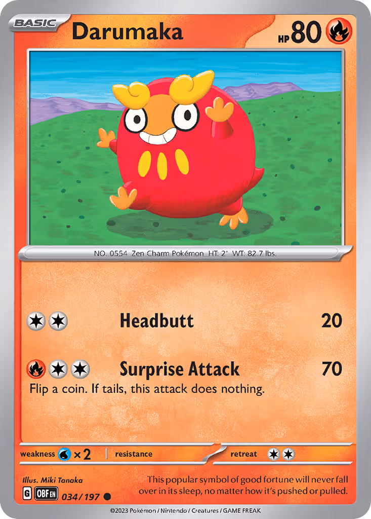 Darumaka 34/197 Pokemon card