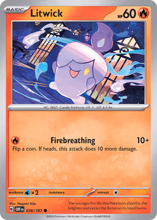 Litwick 36/197 Pokemon card
