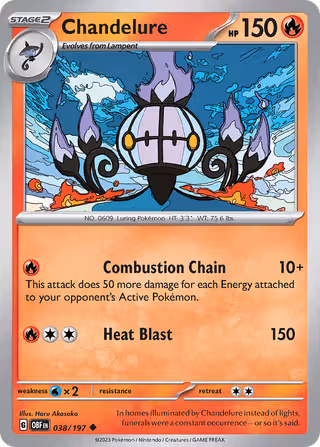 Chandelure 38/197 Pokemon card