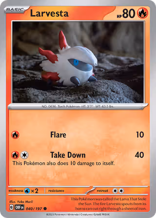 Larvesta 40/197 Pokemon card
