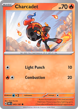 Charcadet 43/197 Pokemon card