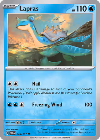 Lapras 45/197 Pokemon card