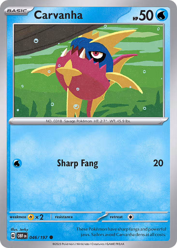 Carvanha 46/197 Pokemon card