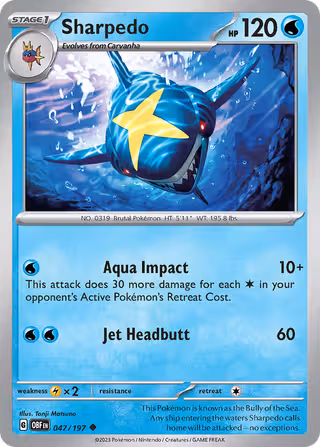Sharpedo 47/197 Pokemon card