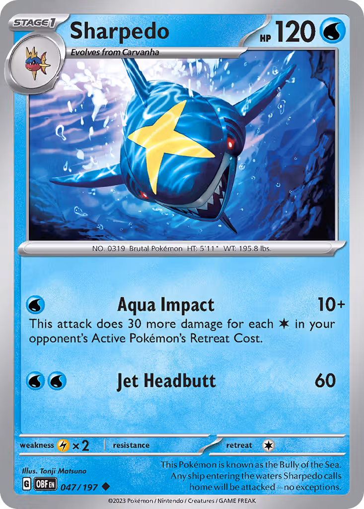 Sharpedo 47/197 Pokemon card