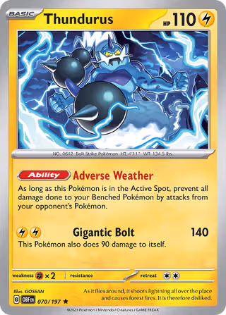 Thundurus 70/197 Pokemon card