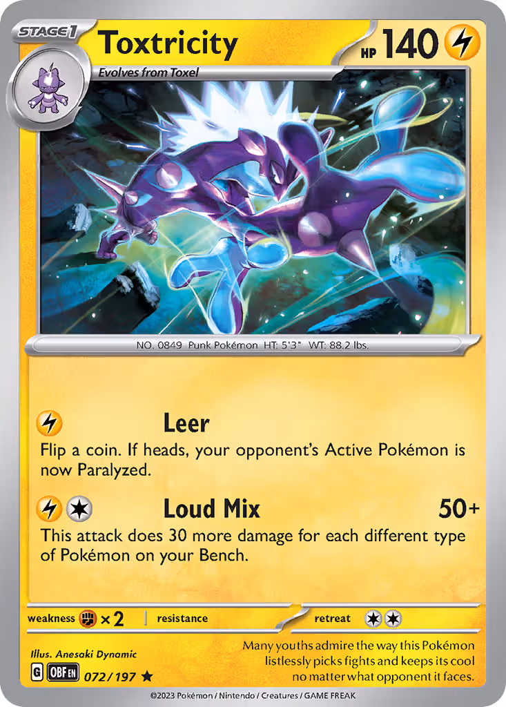 Toxtricity 72/197 Pokemon card