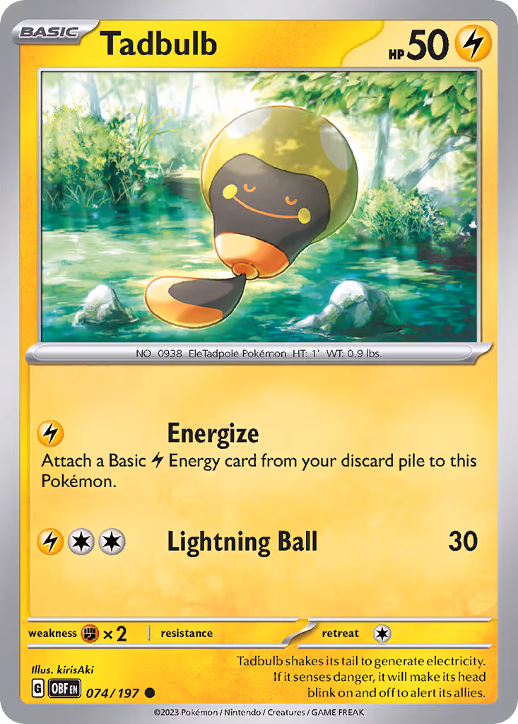 Tadbulb 74/197 Pokemon card