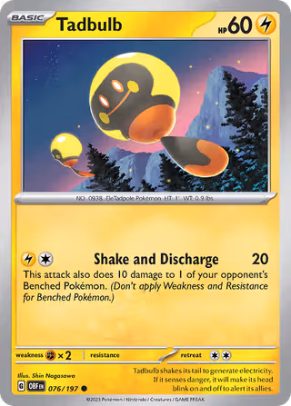 Tadbulb 76/197 Pokemon card