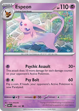 Espeon 86/197 Pokemon card