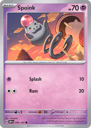 Spoink 90/197 Pokemon card