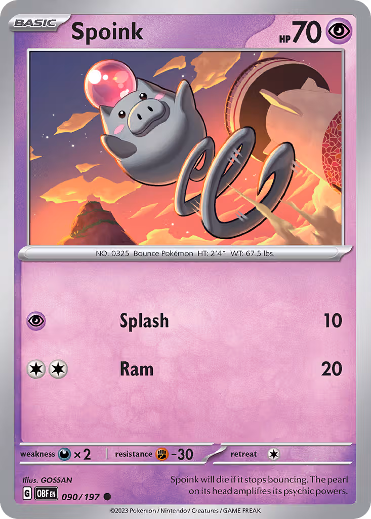 Spoink 90/197 Pokemon card