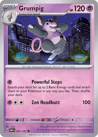 Grumpig 91/197 Pokemon card