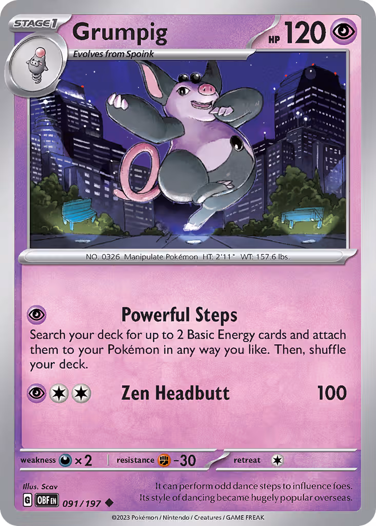 Grumpig 91/197 Pokemon card