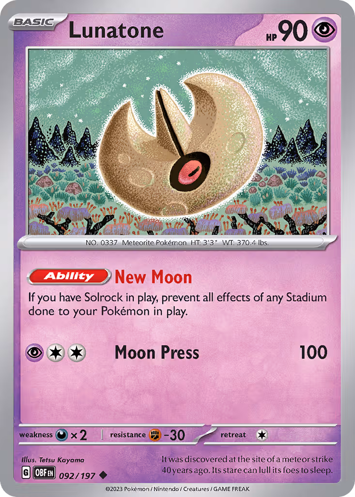 Lunatone 92/197 Pokemon card