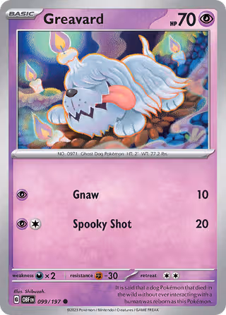 Greavard 99/197 Pokemon card
