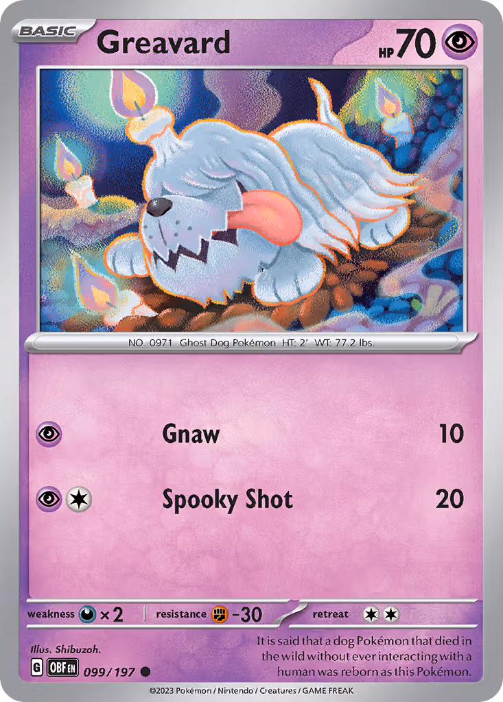 Greavard 99/197 Pokemon card