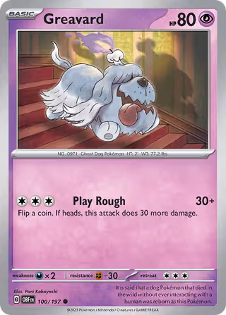 Greavard 100/197 Pokemon card