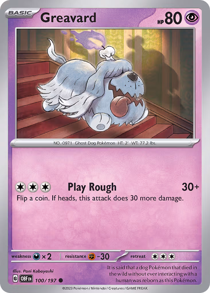 Greavard 100/197 Pokemon card