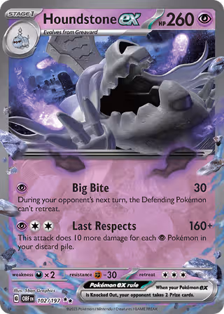 Houndstone ex 102/197 Pokemon card