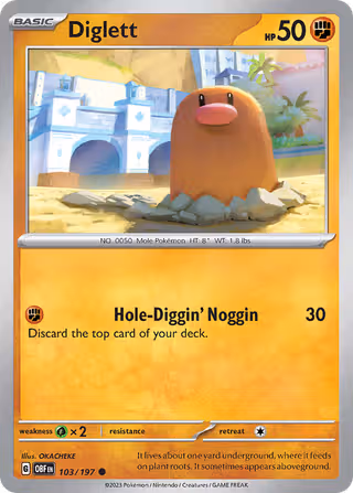 Diglett 103/197 Pokemon card