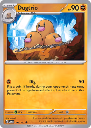 Dugtrio 104/197 Pokemon card