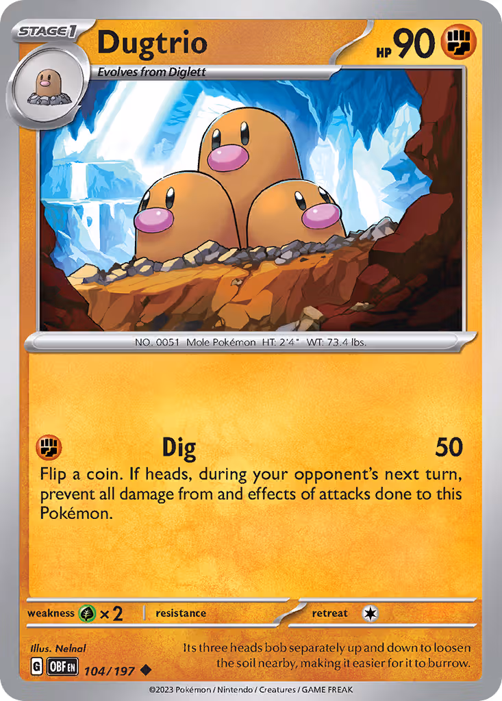 Dugtrio 104/197 Pokemon card