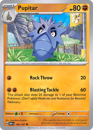 Pupitar 106/197 Pokemon card