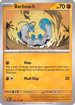 Barboach 108/197 Pokemon card